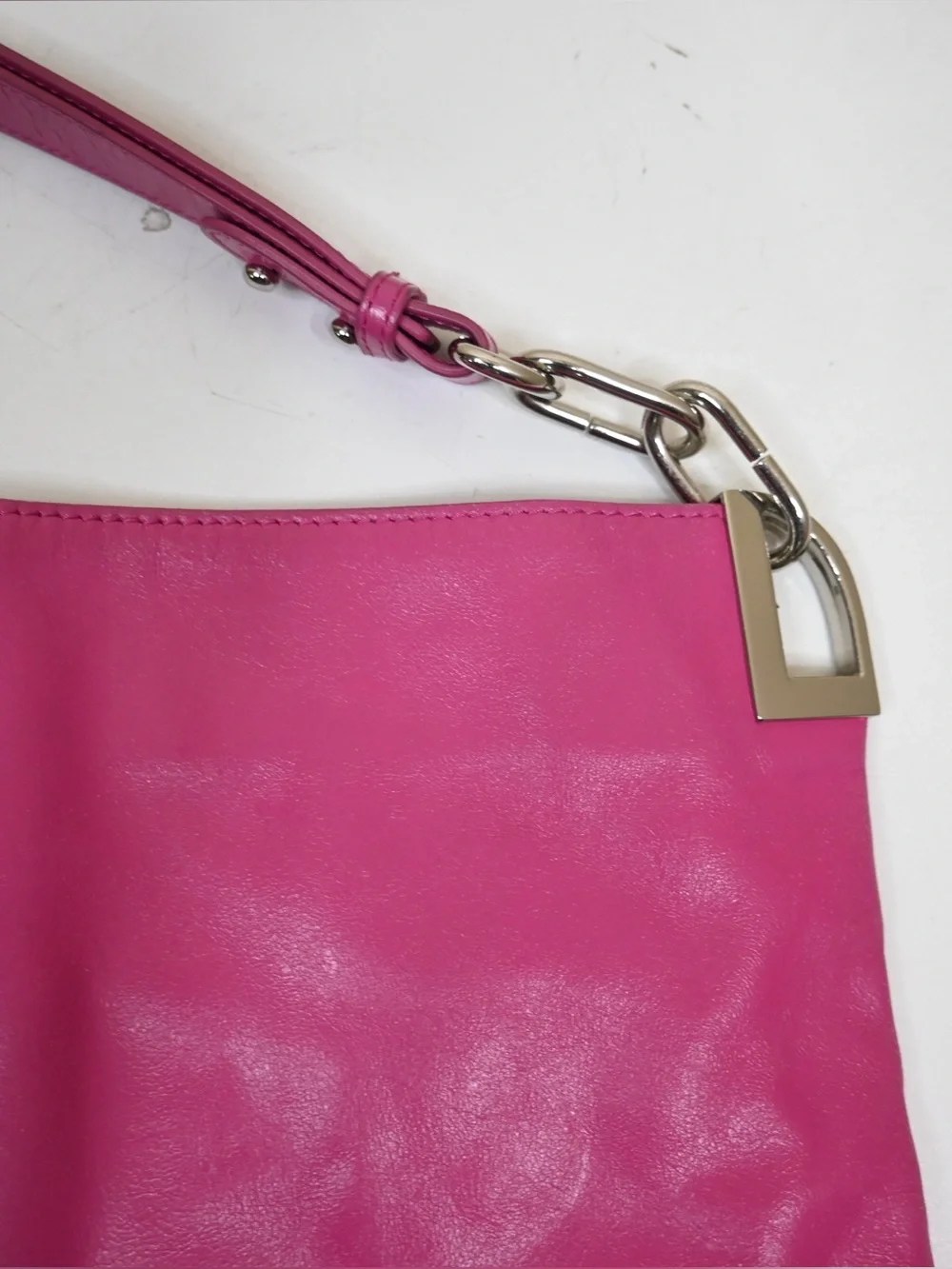 Badgley Mischka Oversized Hot Pink Genuine Italian Leather Hobo Bag